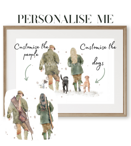 Personalised 'Soul Mates' - Couple & Dog Print - Florence & Lavender