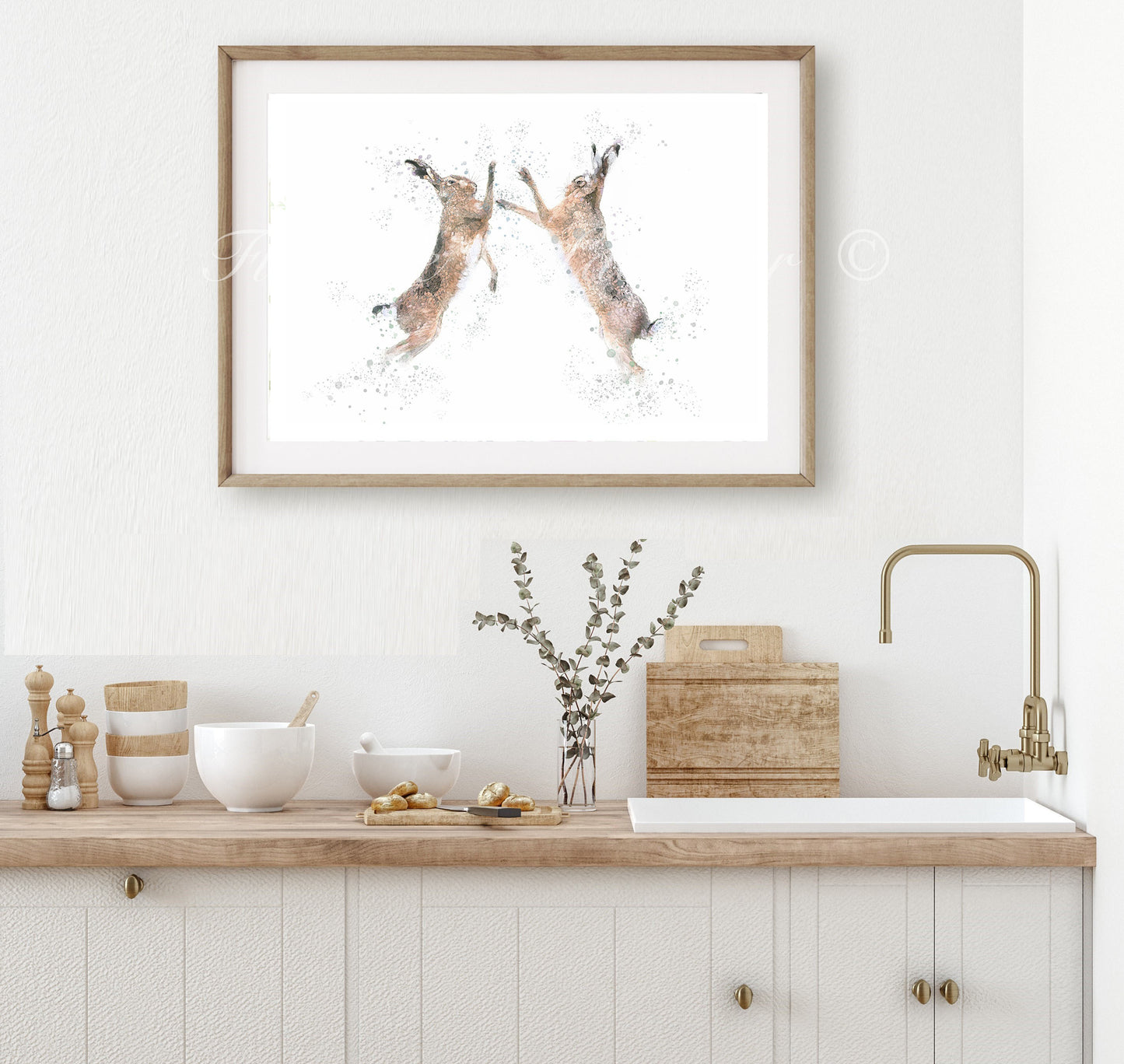 ''Boxing Hares'' - Hare Print - Florence & Lavender