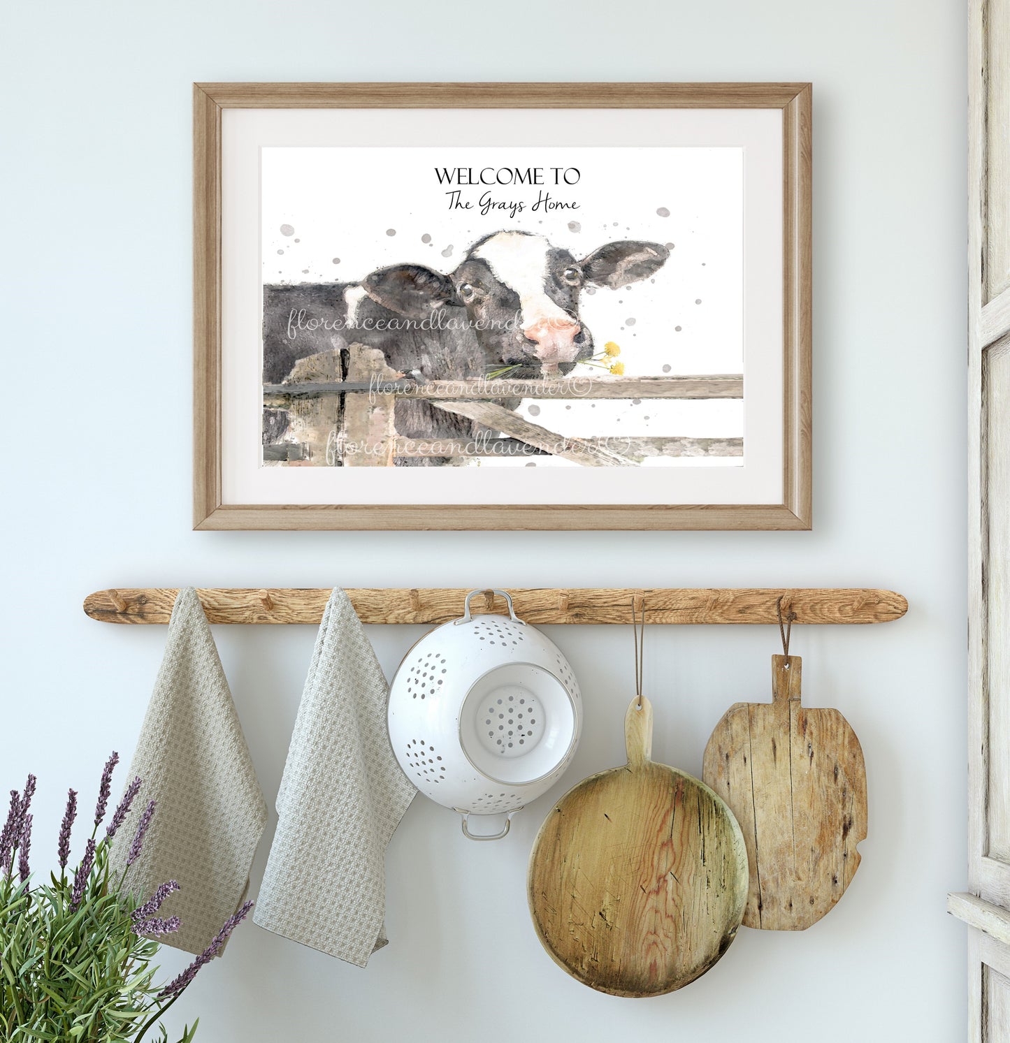 Personalised Cow At Fence Print