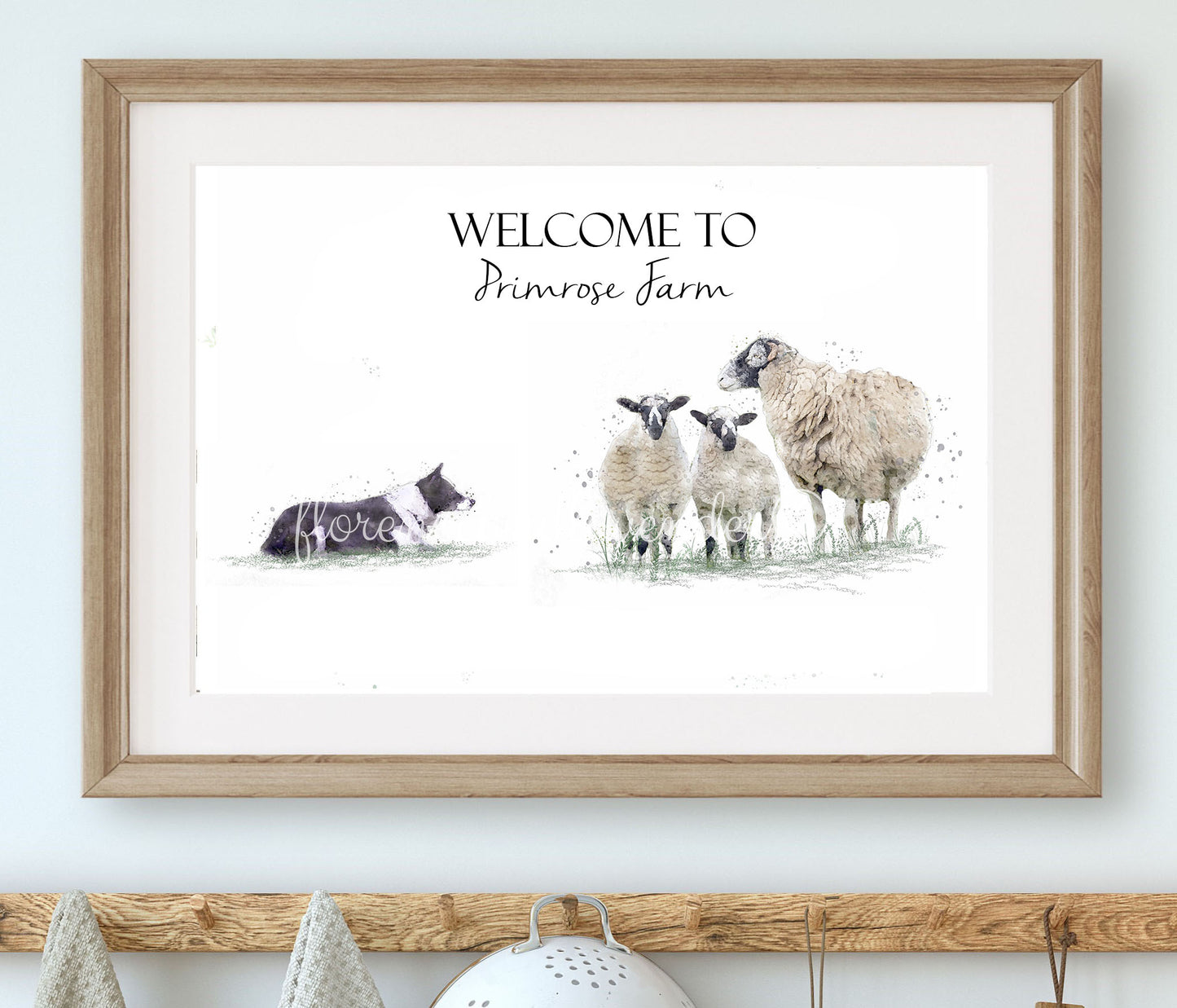 Personalised Swaledale Sheep & Border Collie Print - Florence & Lavender