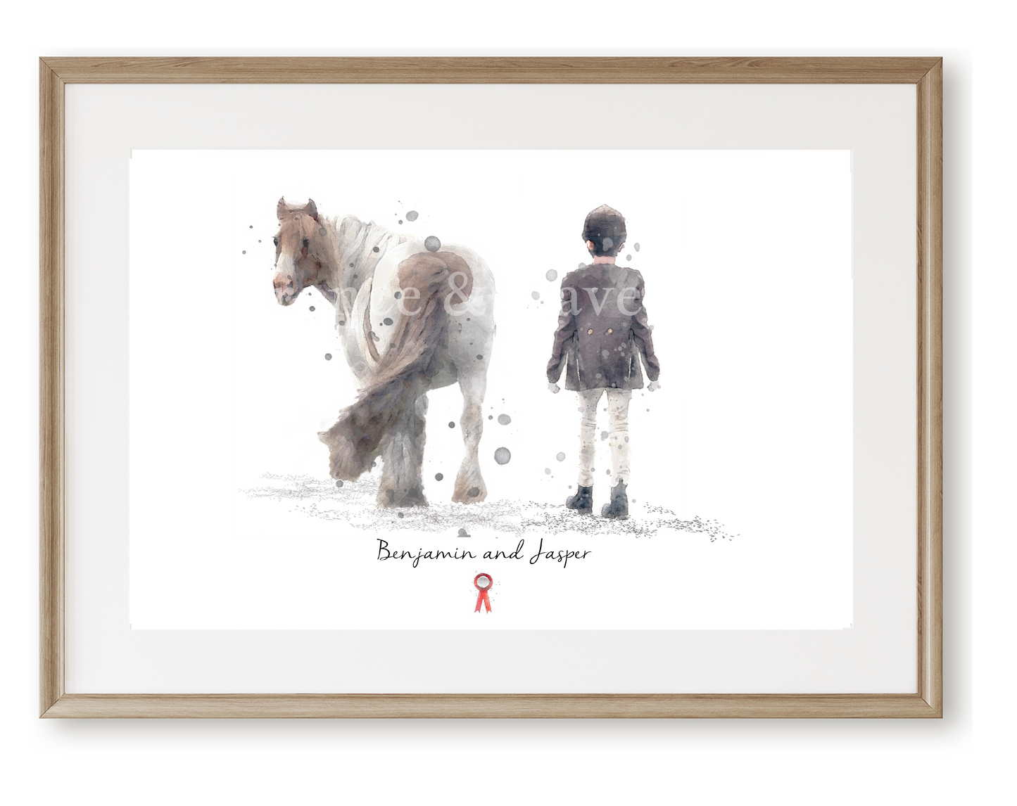 Personalised Child & Pony Print - Florence & Lavender