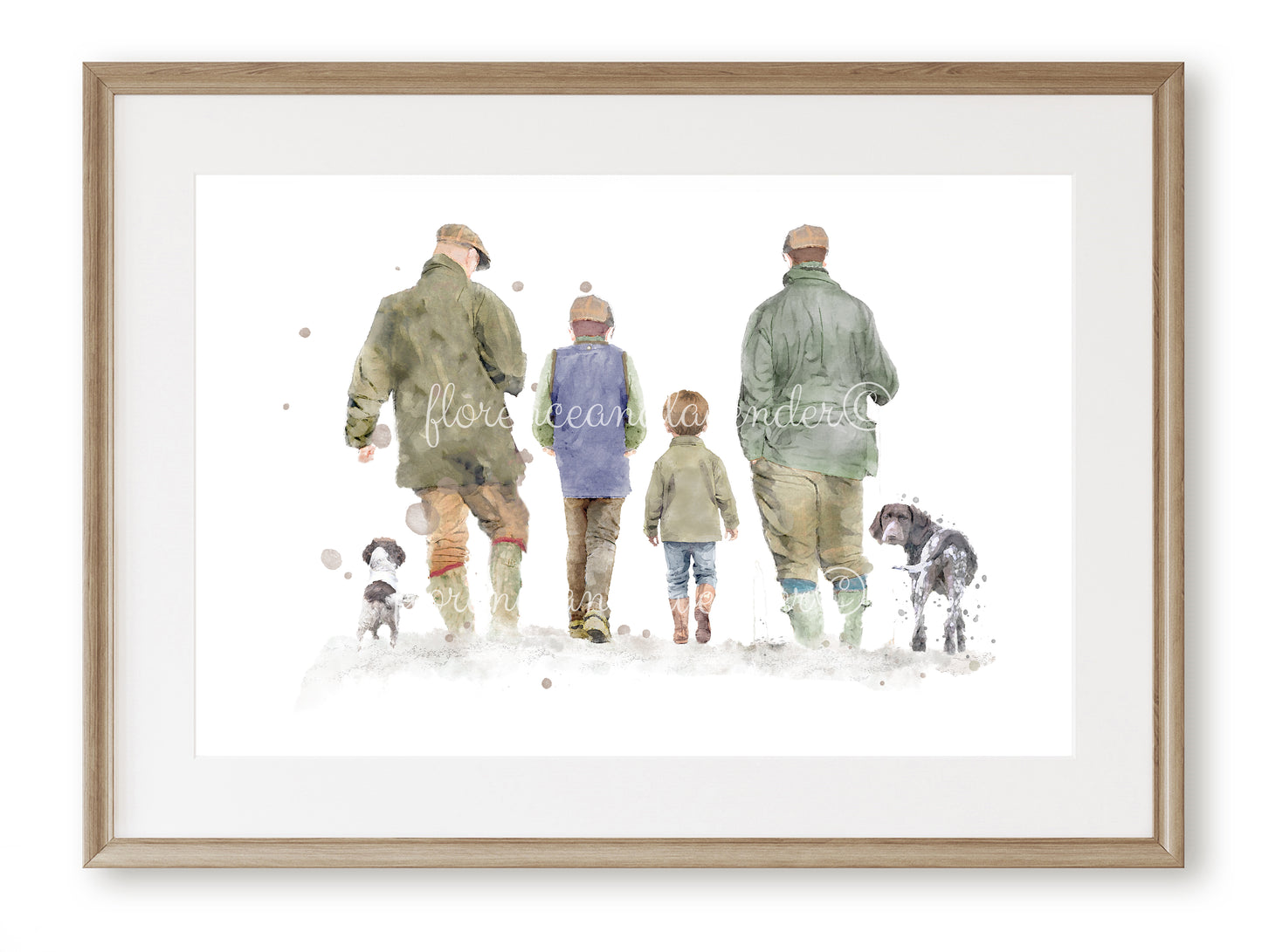 Personalised 'Country Walks' - Family Print - TWO MEN VERSION - Florence & Lavender