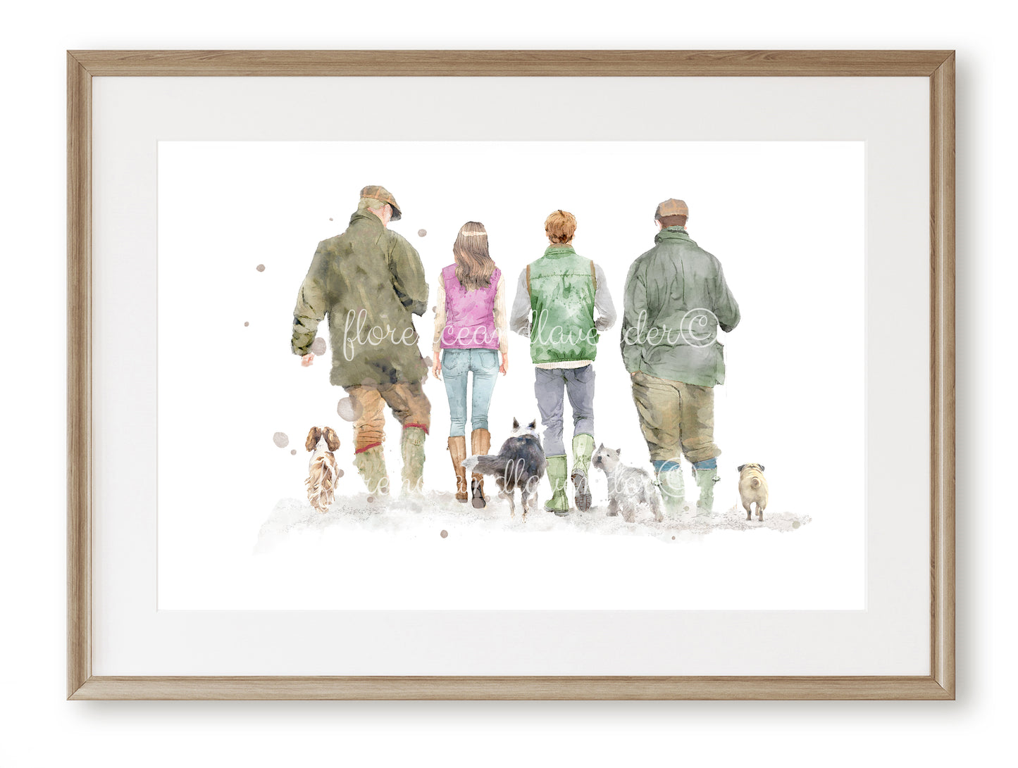 Personalised 'Country Walks' - Family Print - TWO MEN VERSION - Florence & Lavender