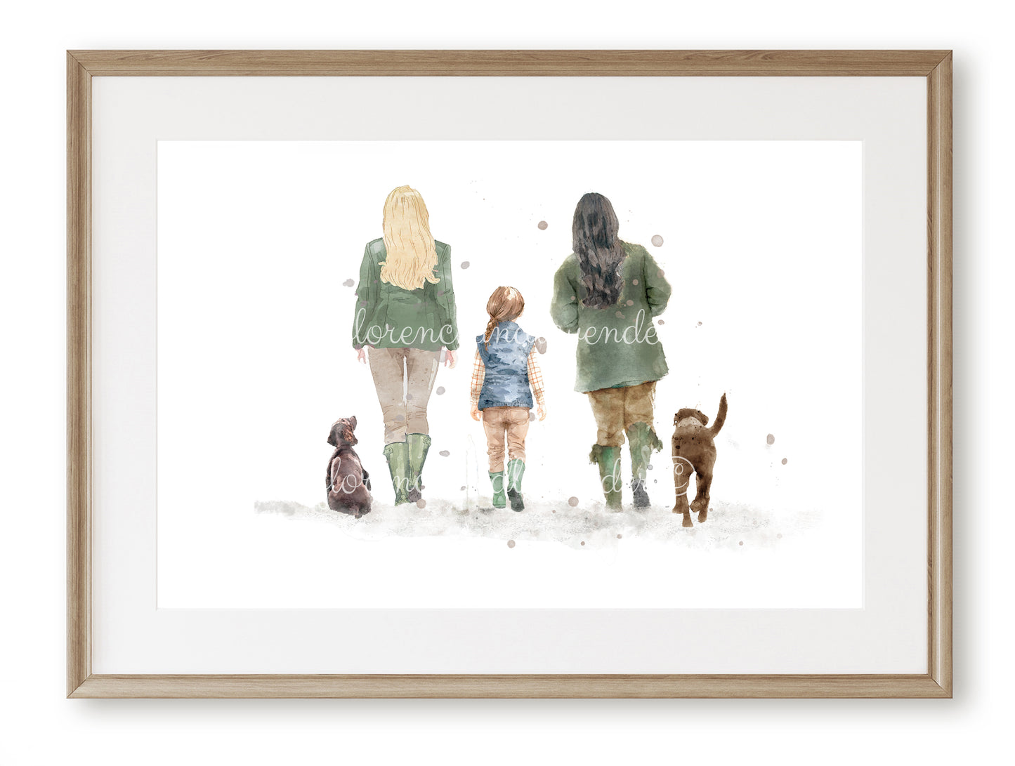 Personalised 'Country Walks' - Family Print - TWO FEMALE VERSION - Florence & Lavender