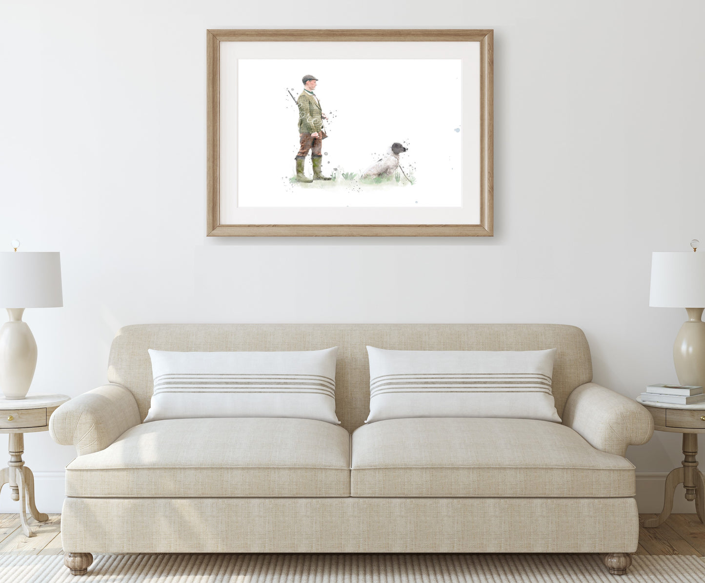 'Heel' Man & Spaniel Print - Florence & Lavender
