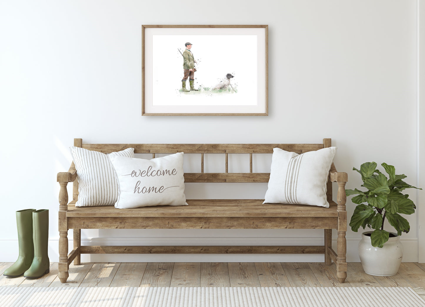 'Heel' Man & Spaniel Print - Florence & Lavender