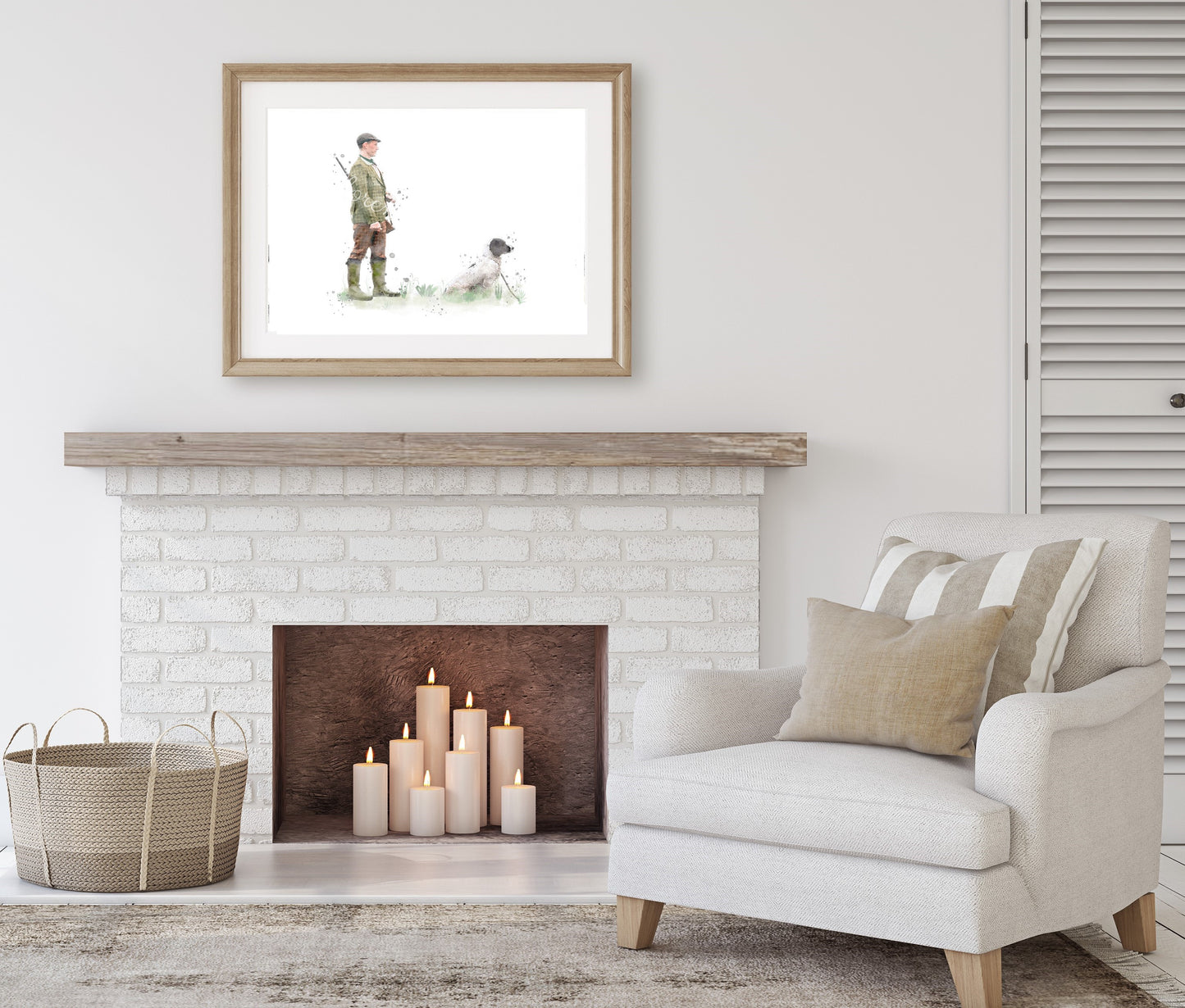 'Heel' Man & Spaniel Print - Florence & Lavender