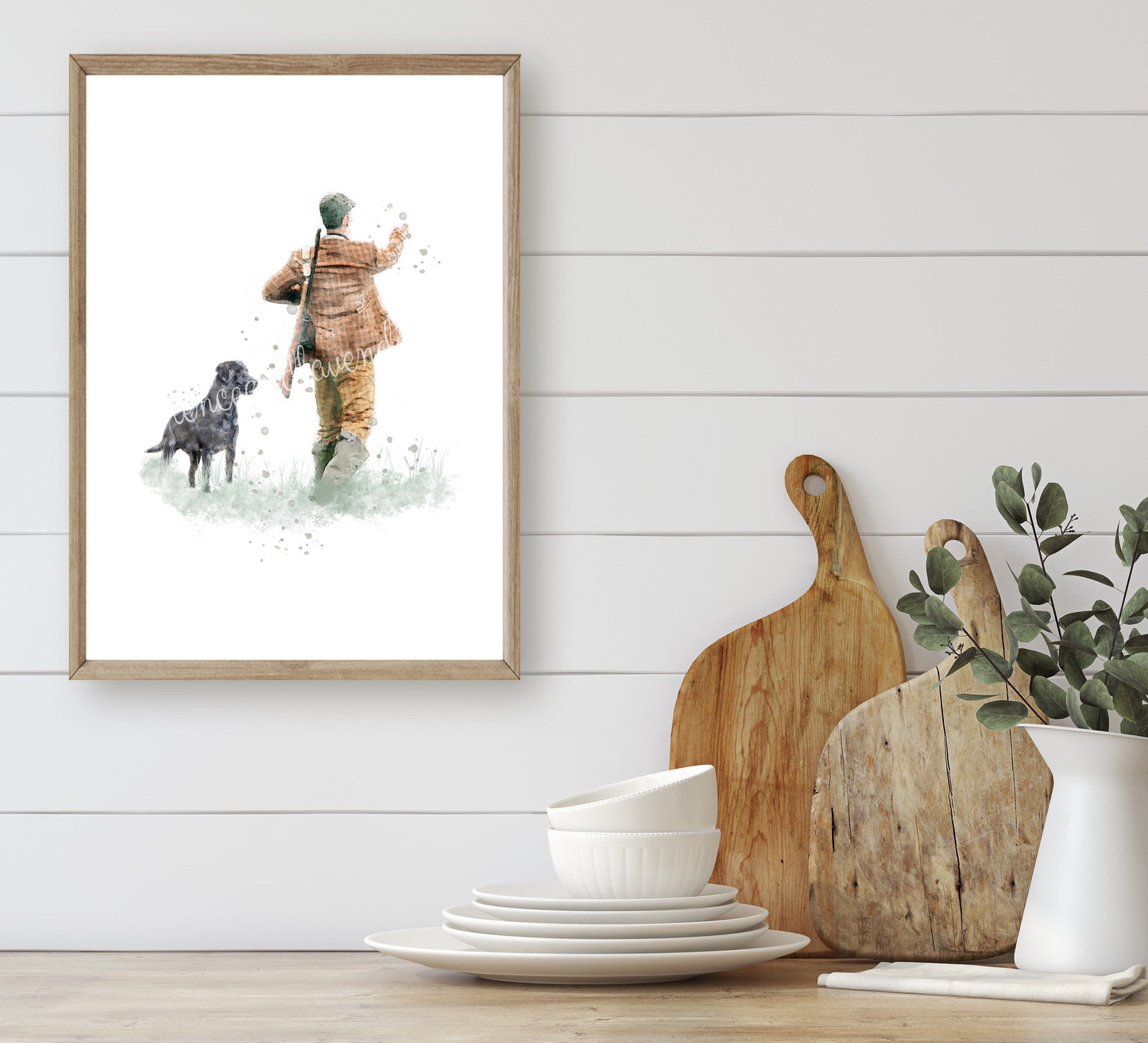 'Retrieve' Man & Labrador Print - Florence & Lavender