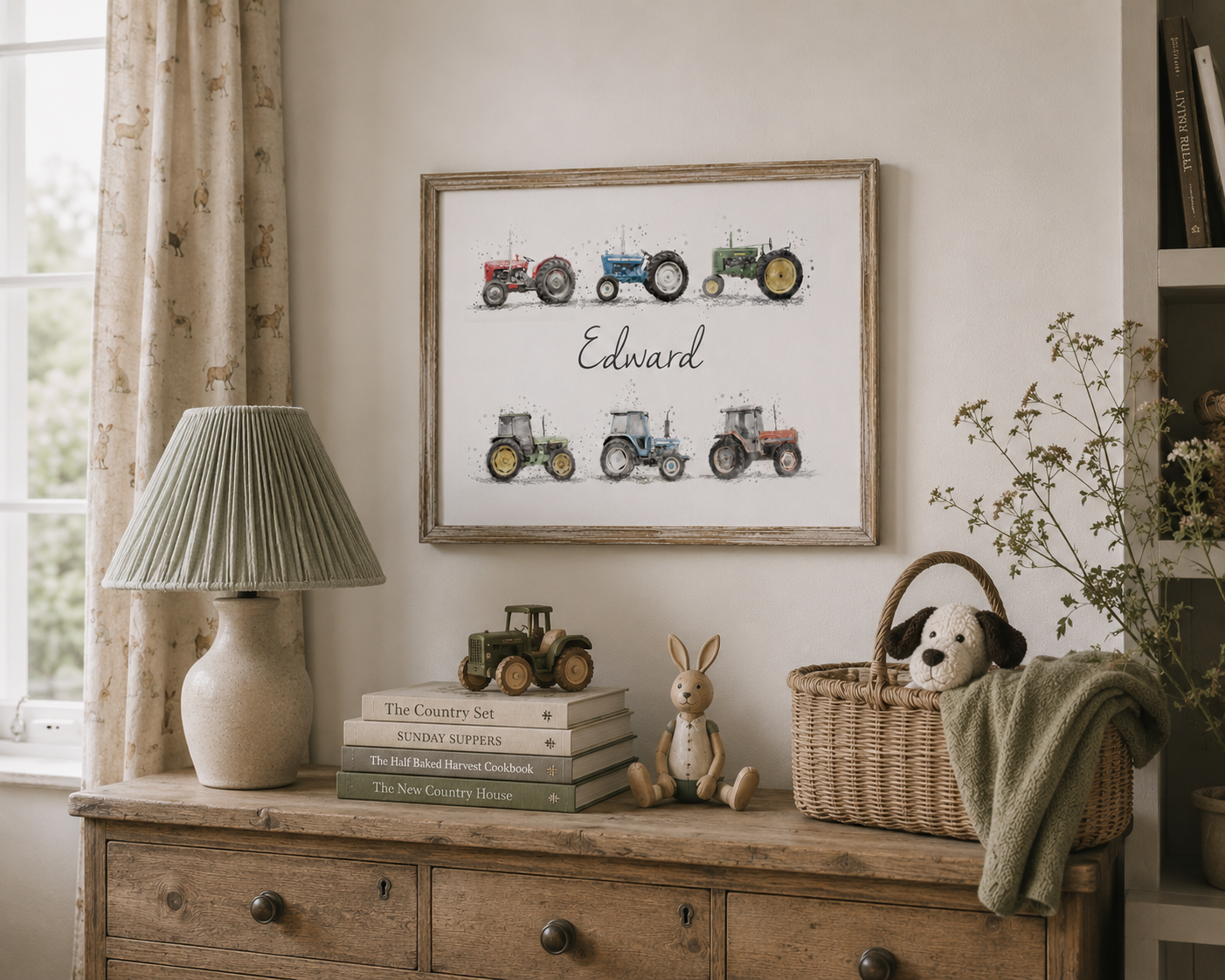 Personalised Children's Vintage Tractor Name Print