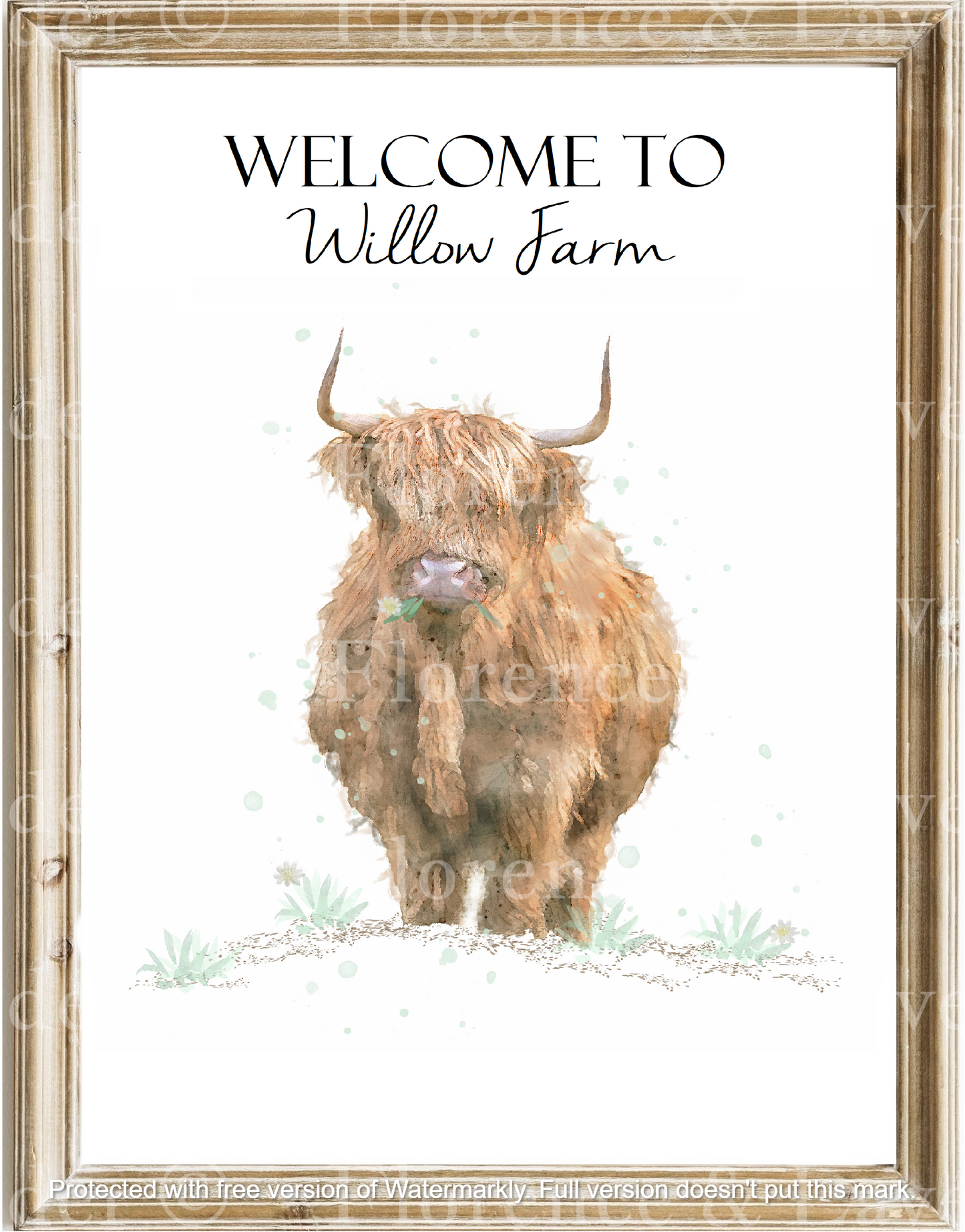 'Daisy' Highland Cow Print - Florence & Lavender