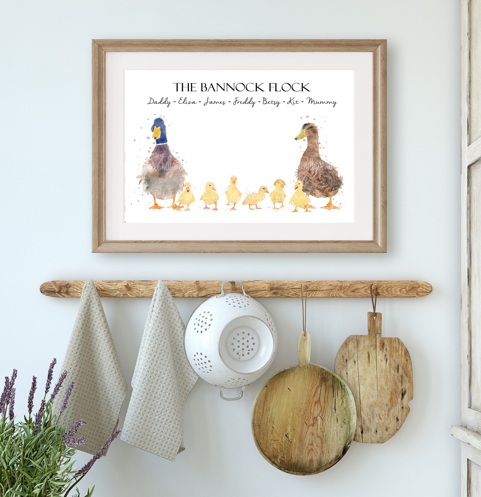 Personalised Duck Family Print - Florence & Lavender
