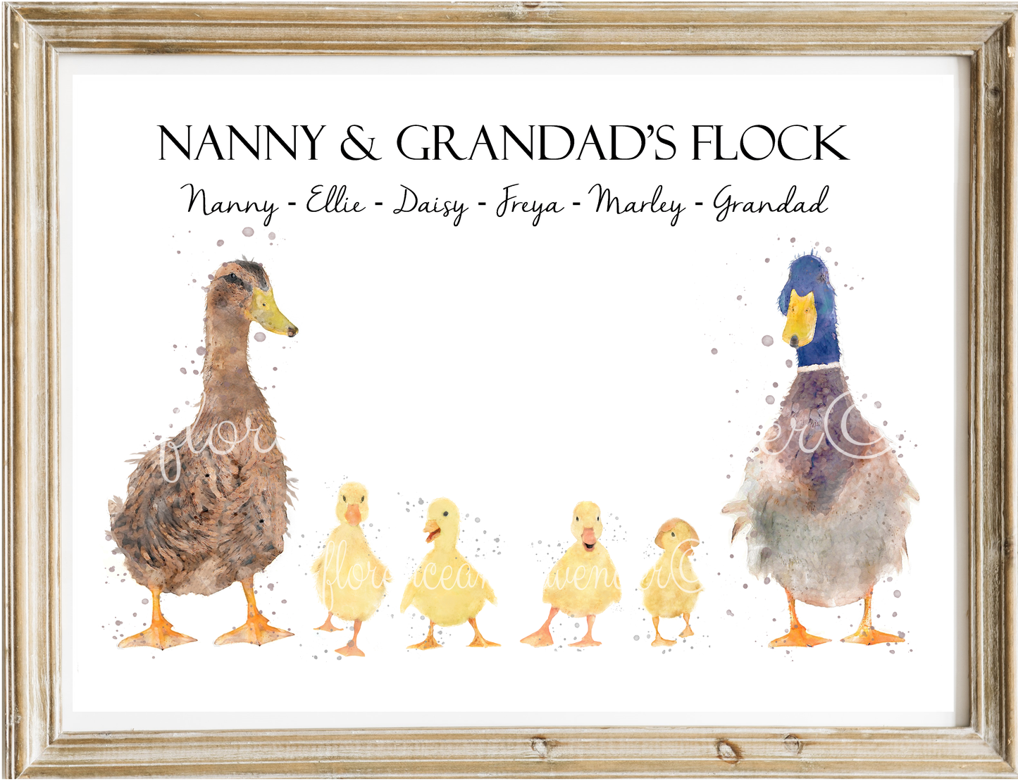 Personalised Duck Family Print - Florence & Lavender