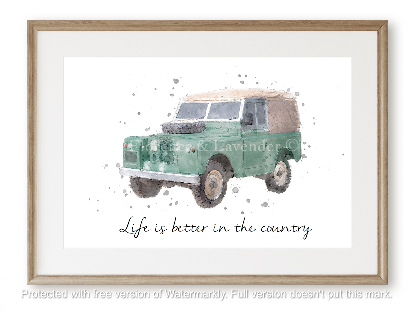 Personalised Landrover print - Florence & Lavender