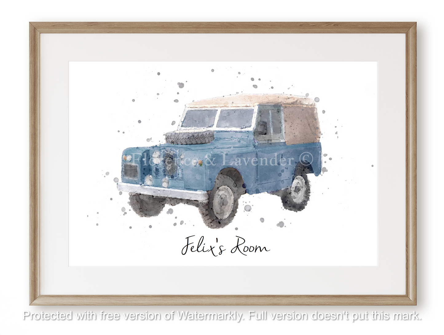 Personalised Landrover print - Florence & Lavender