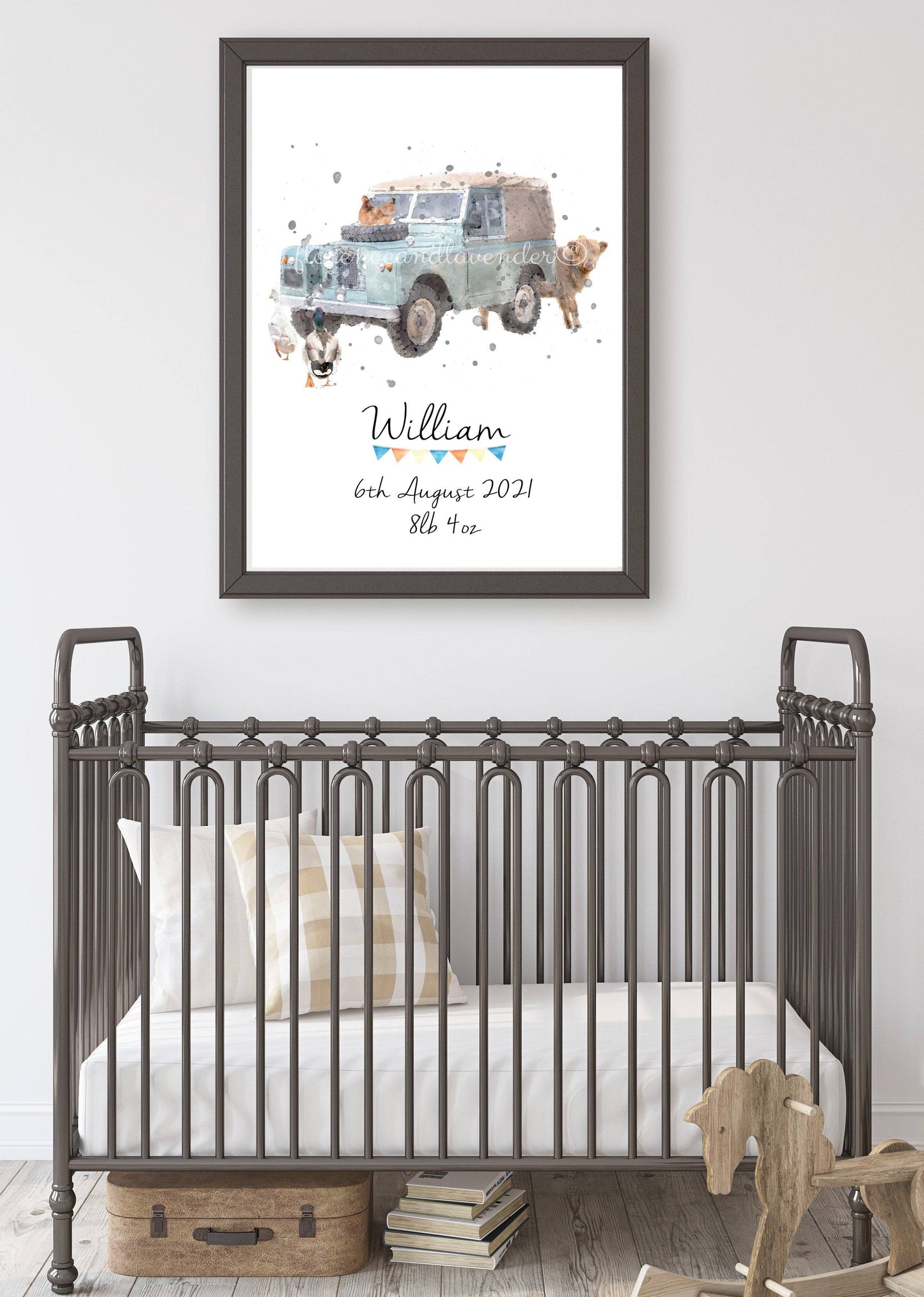 Personalised Children's Landrover print - Florence & Lavender