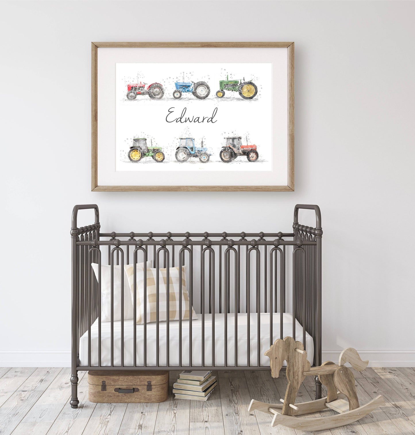 Personalised Children's Vintage Tractor Name Print - Florence & Lavender