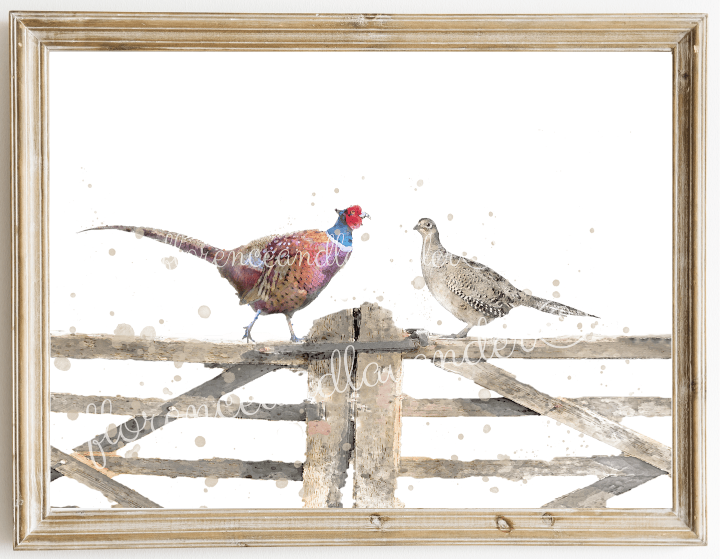 Personalised Pheasants On Country Gate - Florence & Lavender