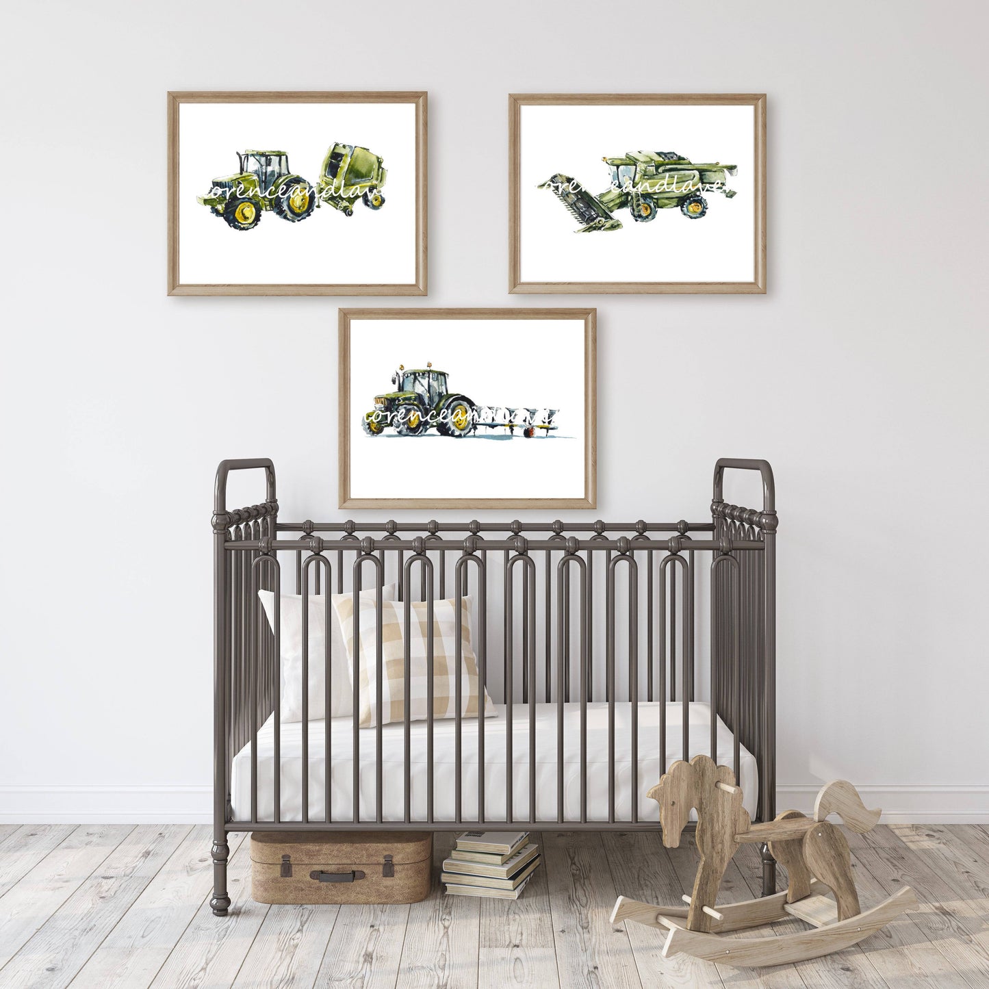 Trio of John Deere tractor prints - Florence & Lavender