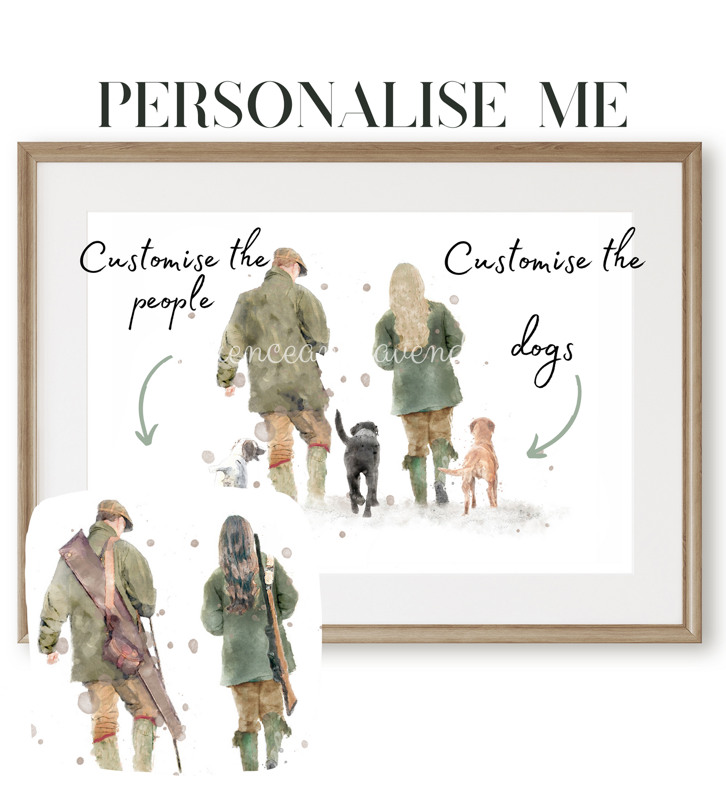 Personalised 'Soul Mates' - Couple & Dog Print - Florence & Lavender