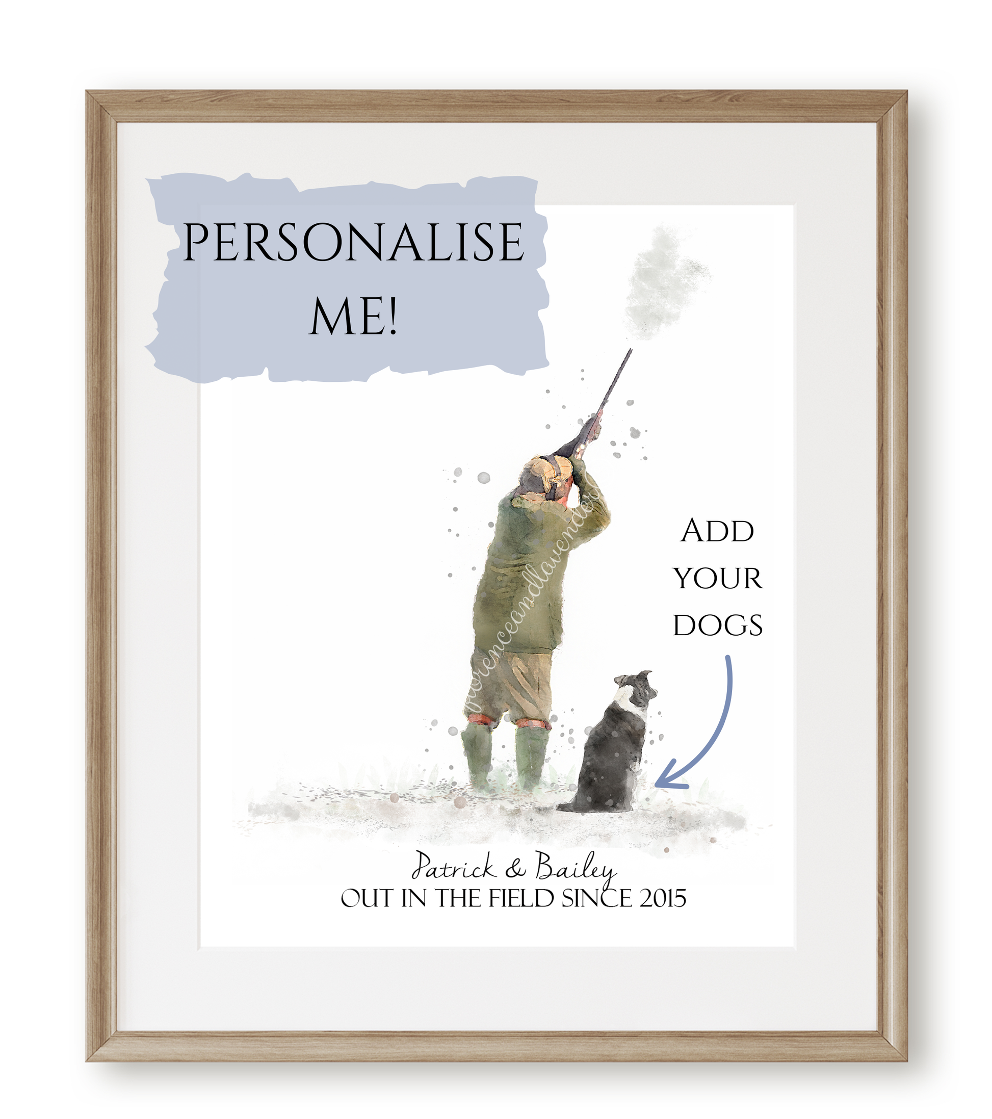 Personalised 'On The Peg'-Man & His Dog Print - Florence & Lavender