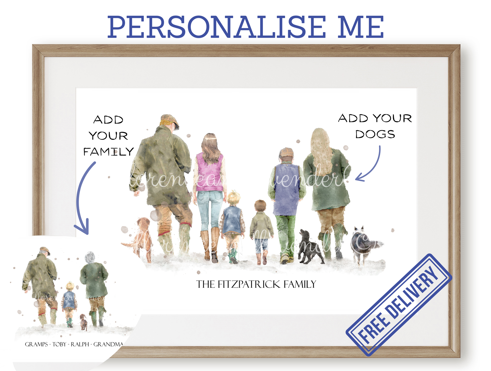 Personalised 'Country Walks' - Family Print - Florence & Lavender