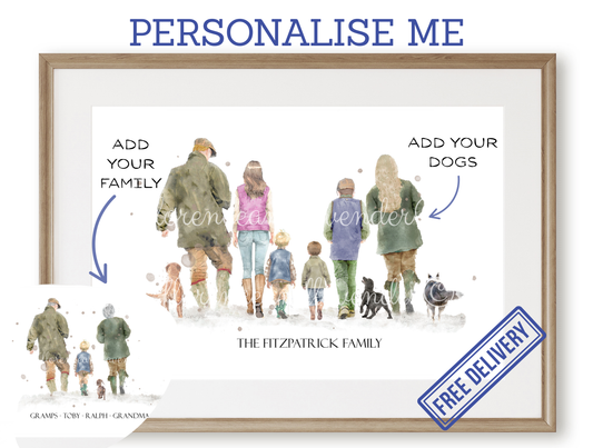 Personalised 'Country Walks' - Family Print - Florence & Lavender