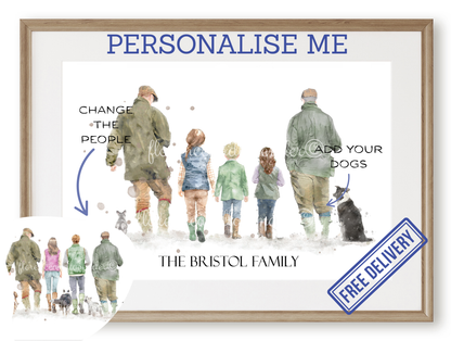 Personalised 'Country Walks' - Family Print - TWO MEN VERSION - Florence & Lavender