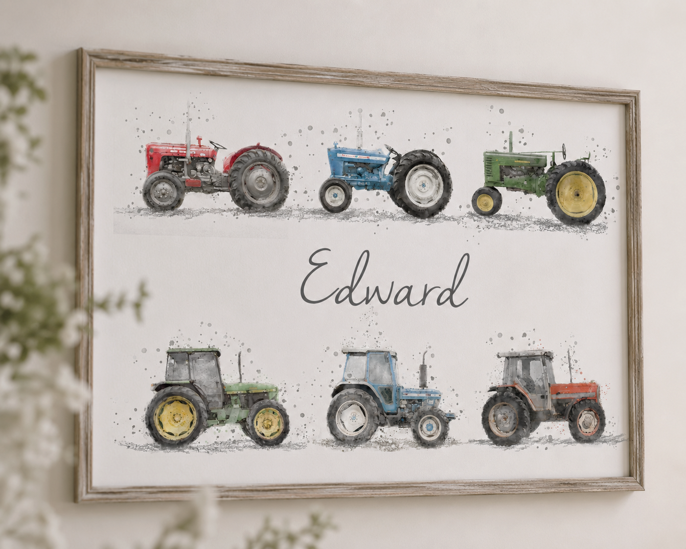 Personalised Children's Vintage Tractor Name Print