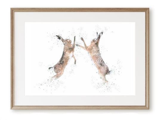 ''Boxing Hares'' - Hare Print - Florence & Lavender