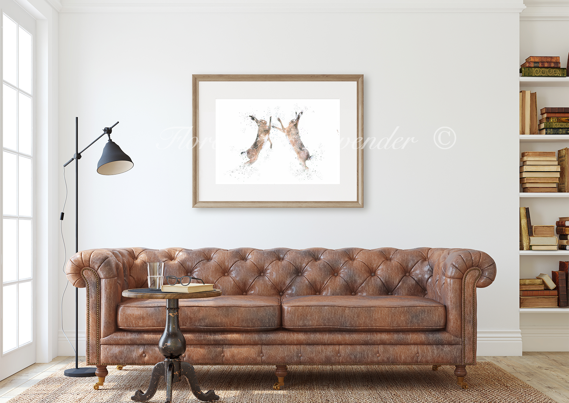 ''Boxing Hares'' - Hare Print - Florence & Lavender