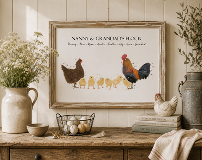 Personalised Chicken Family Print