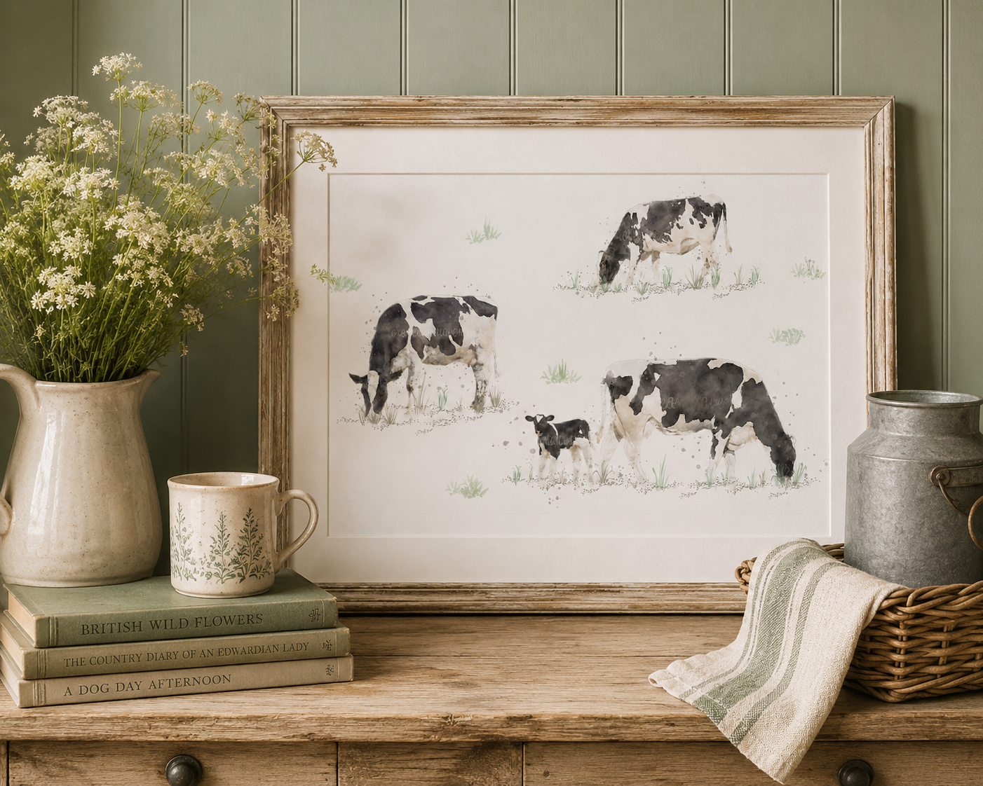 Watercolour Cow Print - 'Chewing The Cud'