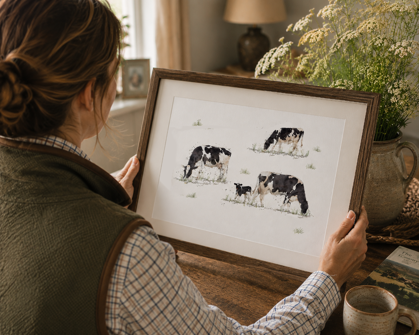 Watercolour Cow Print - 'Chewing The Cud'