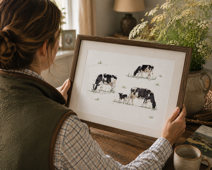Watercolour Cow Print - 'Chewing The Cud'