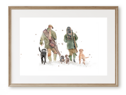 Personalised 'Soul Mates' - Couple & Dog Print - Florence & Lavender