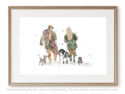 Personalised 'Soul Mates' - Couple & Dog Print - Florence & Lavender