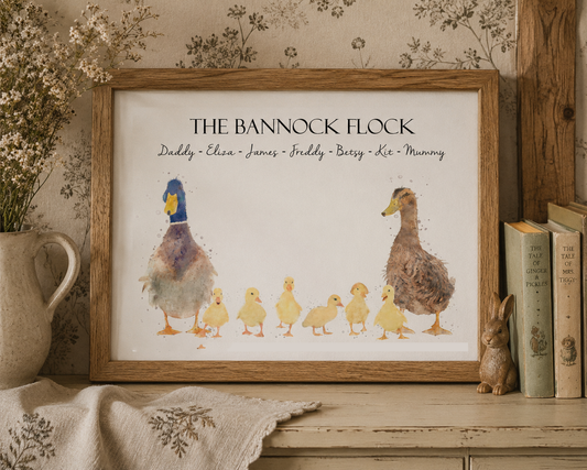 Personalised Duck Family Print - Florence & Lavender