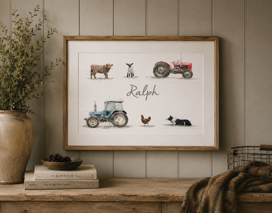 Personalised Childrens Farm Name Print - Florence & Lavender
