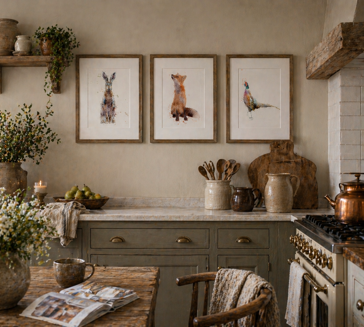 Trio Of Fox, Hare & Pheasant - Florence & Lavender