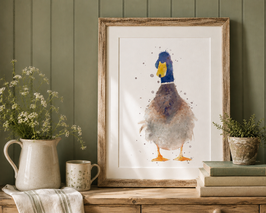 Watercolour Duck Print - 'Gordon'