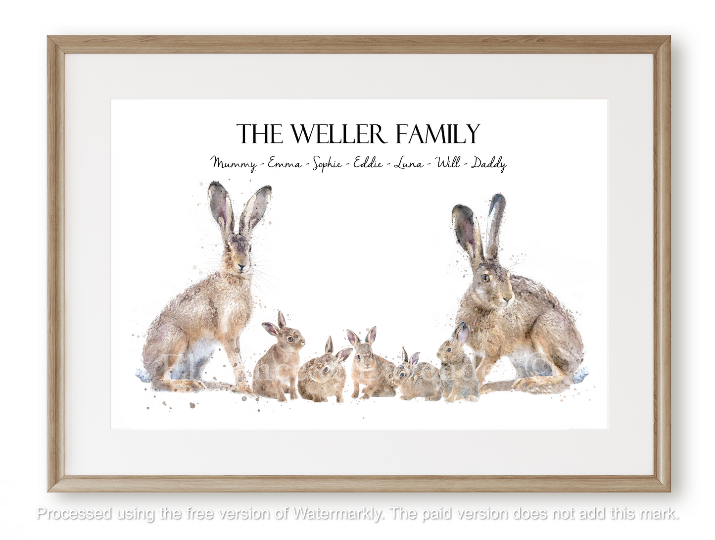 Personalised Hare Family Print - Florence & Lavender
