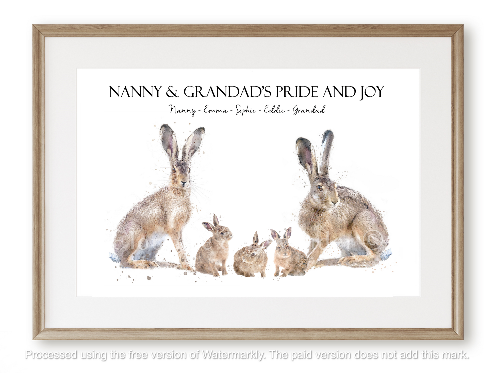 Personalised Hare Family Print - Florence & Lavender