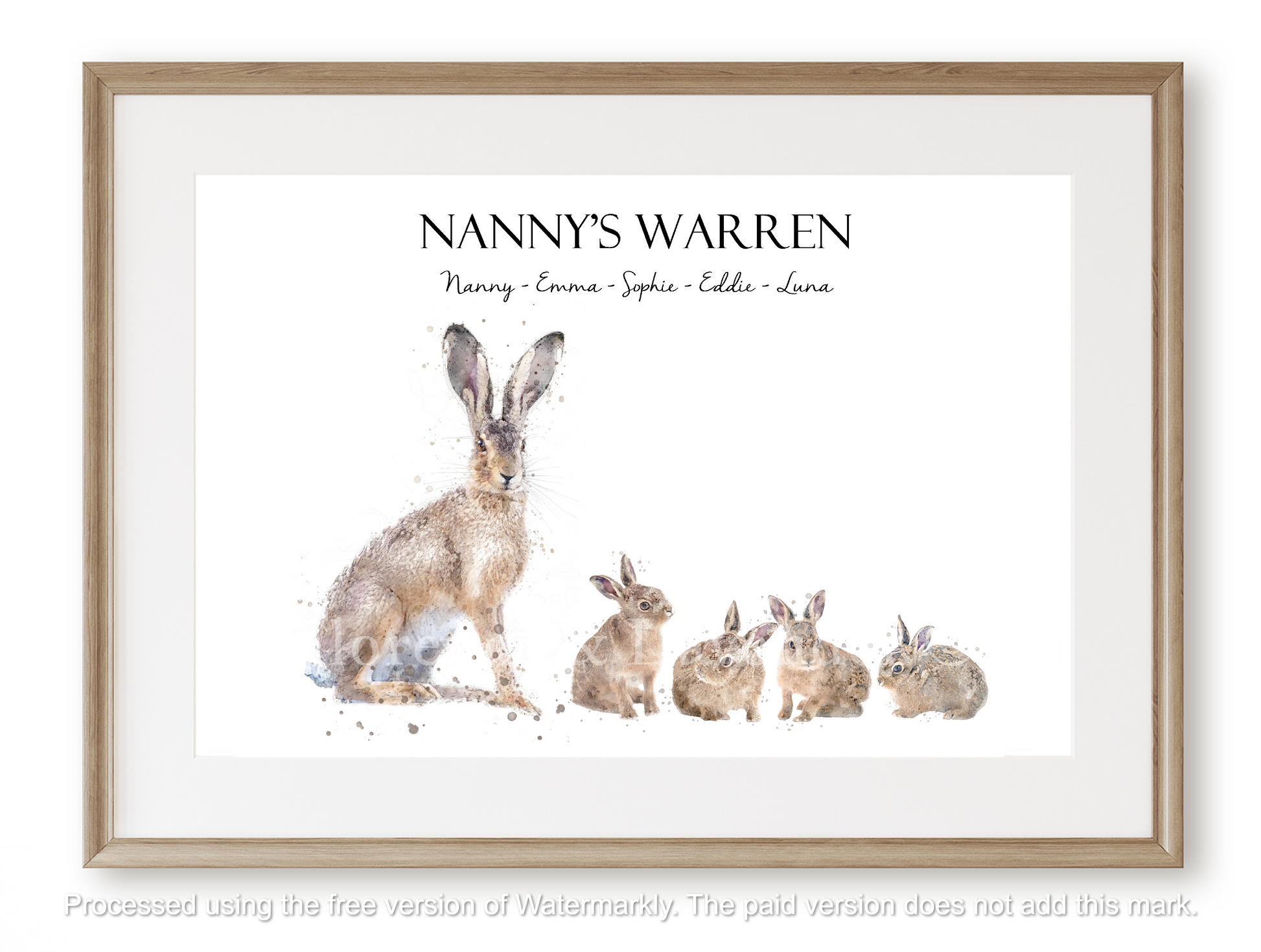 Personalised Hare Family Print - Florence & Lavender
