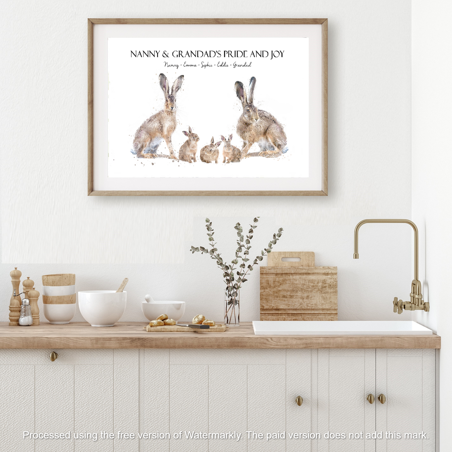 Personalised Hare Family Print - Florence & Lavender