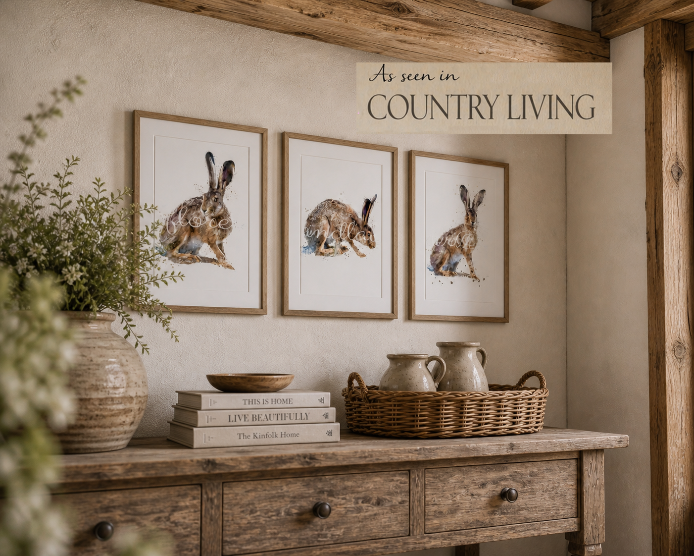 Trio Of Fine Art Hare Prints - Florence & Lavender