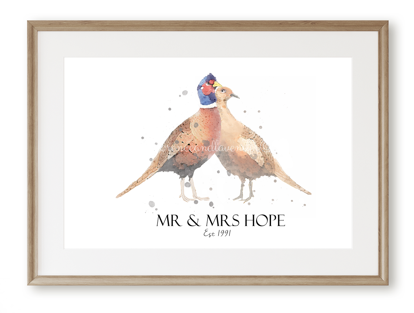 Personalised Pheasant Print - Florence & Lavender
