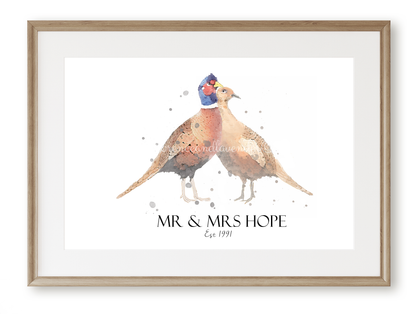 Personalised Pheasant Print - Florence & Lavender