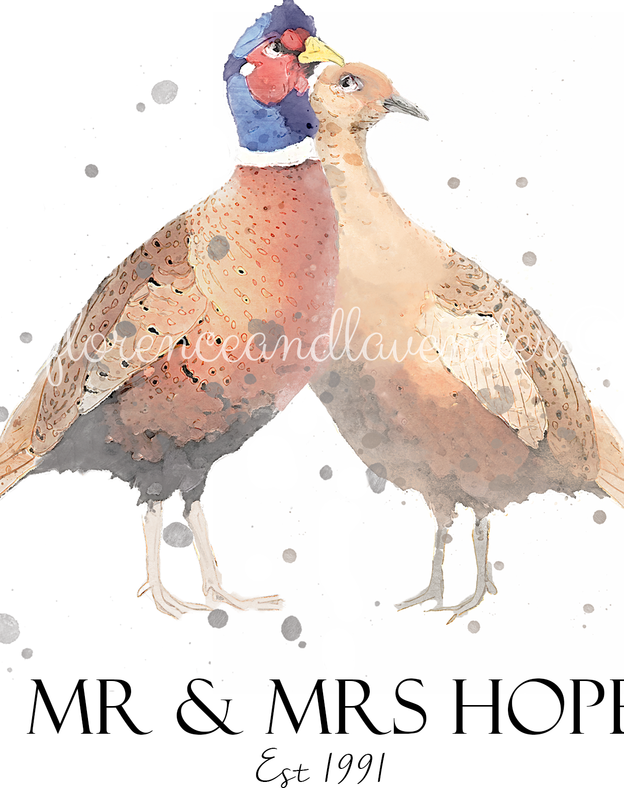 Personalised Pheasant Print - Florence & Lavender