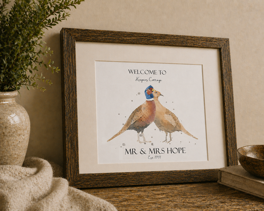 Personalised Pheasant Print - Florence & Lavender