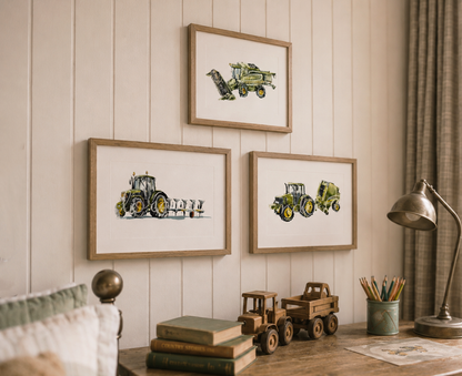Trio of John Deere tractor prints